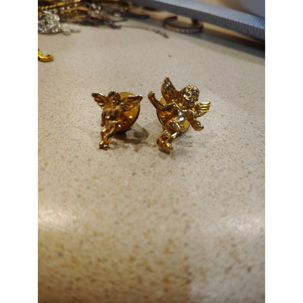 Vintage Gold Tone Cherub Angels Pins